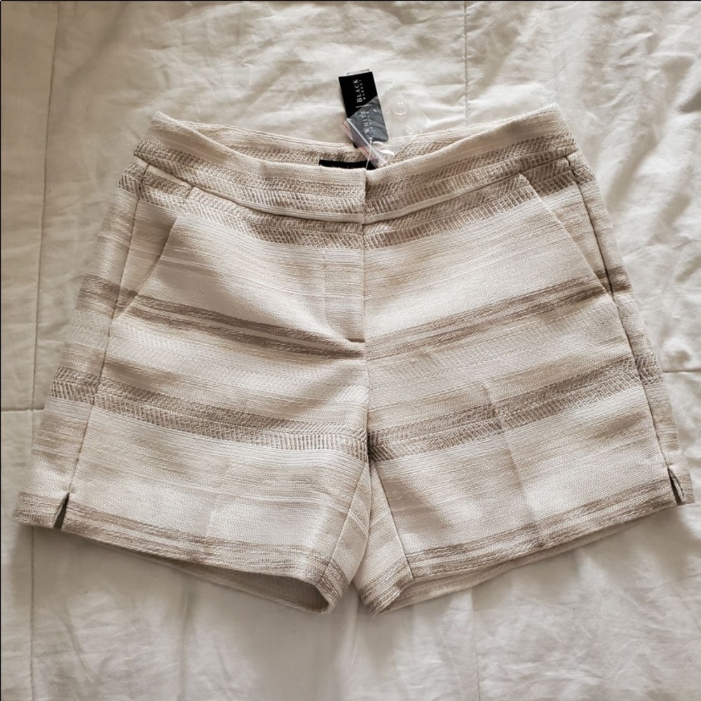 White House black market cream color lined shorts